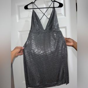 Backless Silver Dress